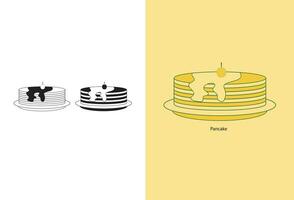 a linha arte vetor ícone retrata uma prato do delicioso café da manhã panquecas coberto com xarope e bagas, fazer isto uma perfeito Adição para Comida apps e sites para visualmente representando isto água na boca
