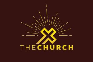 na moda e profissional carta x Igreja placa cristão e pacífico vetor logotipo Projeto