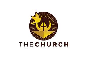 na moda e profissional carta W Igreja placa cristão e pacífico vetor logotipo Projeto