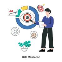 dados monitoramento plano estilo Projeto vetor ilustração. estoque ilustração