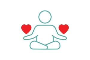 meditação ícone. meditando com coração pose humano. ícone relacionado para saudável vivendo, ioga, meditação, relaxamento. duo tom ícone estilo Projeto. simples vetor Projeto editável