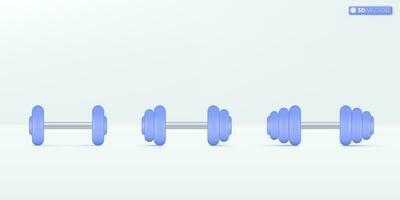 Esportes dumbell ícone símbolos. Academia equipamento treinamento, exercício, difícil, difícil conceito. 3d vetor isolado ilustração Projeto. desenho animado pastel mínimo estilo. você pode usava para Projeto ux, interface do usuário, impressão de Anúncios.