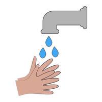 lavar as mãos com gotas de água e guindaste vetor