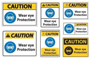 cuidado, use proteção para os olhos em fundo branco vetor