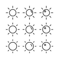 Sol ícone definir, brilho configuração símbolo. simples e moderno projeto, vetor para aplicativo e rede.