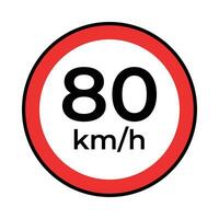 vetor tráfego ou estrada placa Rapidez limite 80, simples Projeto em branco fundo.