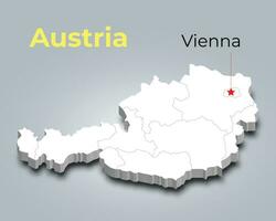 Áustria 3d mapa com fronteiras do regiões vetor