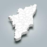 tamil nadu 3d distrito mapa é uma Estado do Índia vetor