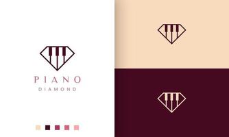 logotipo ou ícone da escola de piano simples e moderno em forma de diamante vetor