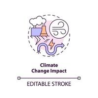 editável clima mudança impacto conceito, isolado vetor, fino linha ícone representando carbono fronteira ajustamento. vetor