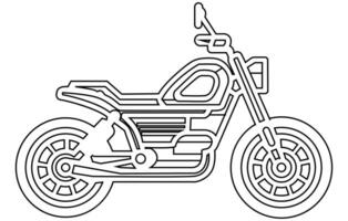 vetor linha arte motocicleta para conceito Projeto. esporte bicicleta Preto contorno esboço esboço ilustração isolado em branco fundo. acidente vascular encefálico sem preencher.