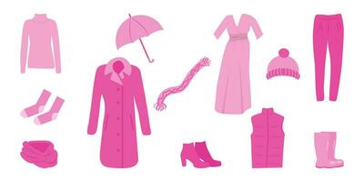 barbie core definir. outono na moda roupas Rosa cor. vetor