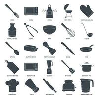 cozinhando ícone definir, incluído ícones Como faca, tigela, liquidificador e Mais símbolos coleção, logotipo isolado vetor ilustração