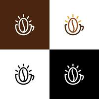 linha arte minimalista brilhando café xícara, café feijões logotipo modelo vetor