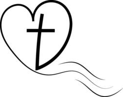 logotipo modelo igrejas amor Deus Cruz coração. religioso caligrafia Cruz vetor