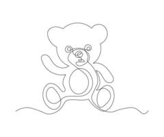 abstrato crianças Urso de pelúcia urso, pelúcia brinquedo contínuo 1 linha desenhando vetor