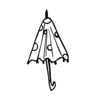 vetor guarda-chuva. rabisco guarda-chuva desenhado com Preto linhas. Preto pintado guarda-chuva em uma branco fundo