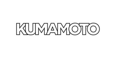 Kumamoto dentro a Japão emblema. a Projeto características uma geométrico estilo, vetor ilustração com negrito tipografia dentro uma moderno Fonte. a gráfico slogan rotulação.