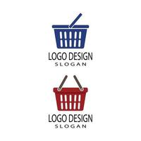 loja de cestas e logotipo do carrinho de compras ilustração vetorial design vetor