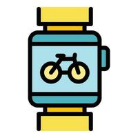 bicicleta renda relógio inteligente ícone vetor plano