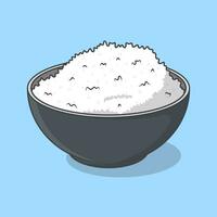 arroz dentro uma tigela desenho animado vetor ilustração. arroz Comida plano ícone esboço