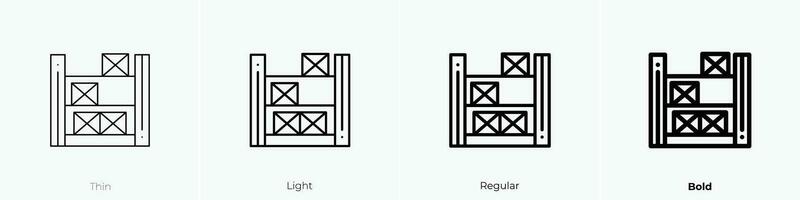 armazém ícone. afinar, luz, regular e negrito estilo Projeto isolado em branco fundo vetor