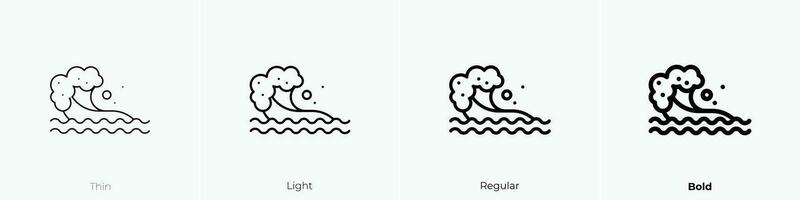 onda ícone. afinar, luz, regular e negrito estilo Projeto isolado em branco fundo vetor