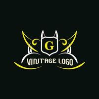 vintage logotipo modelo com amarelo e branco cor em Preto fundo vetor