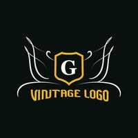 vintage logotipo modelo com amarelo e branco cor em Preto fundo vetor