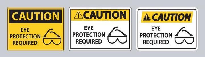 sinal de cautela proteção para os olhos necessária em fundo branco