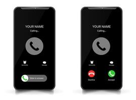 a interface do uma célula telefone, fone de mão, ou Smartphone. tela exibição do Smartphone chamadas, ou entrada chamadas e ativo chamadas. telefone vetor ilustração