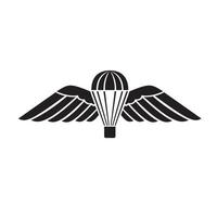 pára-quedas com asas ou crachá de paraquedista usado pelo regimento de pára-quedas nas Forças Armadas britânicas crachá militar preto e branco vetor