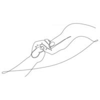 desenho de linha contínua de mãos masculinas e femininas abraçadas ilustração vetorial de conceito romântico