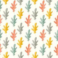 desatado padronizar do rabisco carvalho folhas em isolado fundo. mão desenhado fundo para outono colheita feriado, Ação de graças, dia das Bruxas, sazonal, têxtil, scrapbooking. vetor