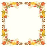 grampo arte do mão desenhado quadrado guirlanda do outono folhas em isolado fundo. floral quadro, Armação para outono colheita, Ação de graças, dia das Bruxas e sazonal celebração, têxtil, scrapbooking, papel trabalhos manuais. vetor