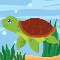 isolado fofa tartaruga mar animal personagem vetor
