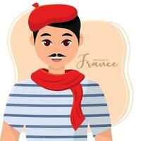 isolado masculino francês personagem com tradicional roupas França conceito vetor