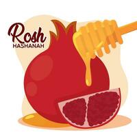 querida bastão com romã frutas rosh Hashaná vetor