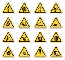 etiquetas de símbolos de perigo de aviso assinam isolado em fundo branco, ilustração vetorial vetor