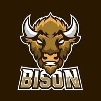 Modelo de logotipo do mascote de gaming bison esport vetor