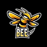 Modelo de logotipo do mascote de jogos Bee Animal Esport vetor