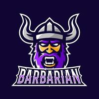 Modelo de logotipo do bárbaro viking sport ou esport gaming mascote vetor