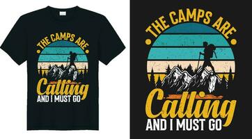 design de camiseta de vetor de acampamento de verão