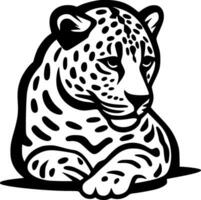 leopardo - Preto e branco isolado ícone - vetor ilustração