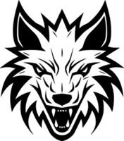 Lobo - Preto e branco isolado ícone - vetor ilustração