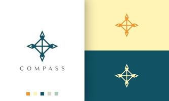 design de vetor de logotipo de viagem ou explorador com forma de bússola simples e moderna