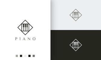 ícone ou logotipo de curso de piano simples e moderno vetor