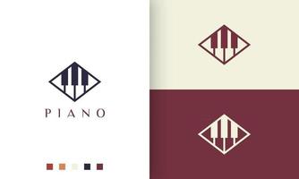 logotipo ou ícone de aprendizagem de piano em um estilo minimalista e moderno vetor