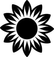 flor - Preto e branco isolado ícone - vetor ilustração