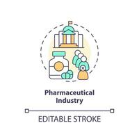 2d editável farmacêutico indústria fino linha ícone conceito, isolado vetor, multicolorido ilustração representando produtos responsabilidade. vetor